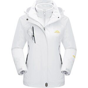 Women's Pure White Winter Winter Snow Ski Jacket Coats Waterproof Fleece Lined